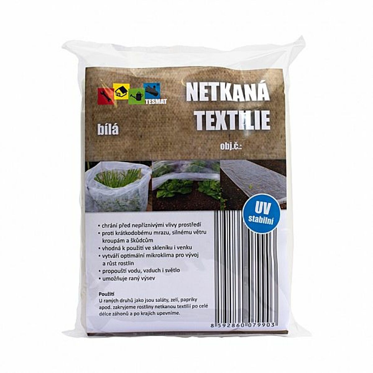 Krycí Netkaná textilie - bílá 1.6x5m gramáž 17 g /m2
