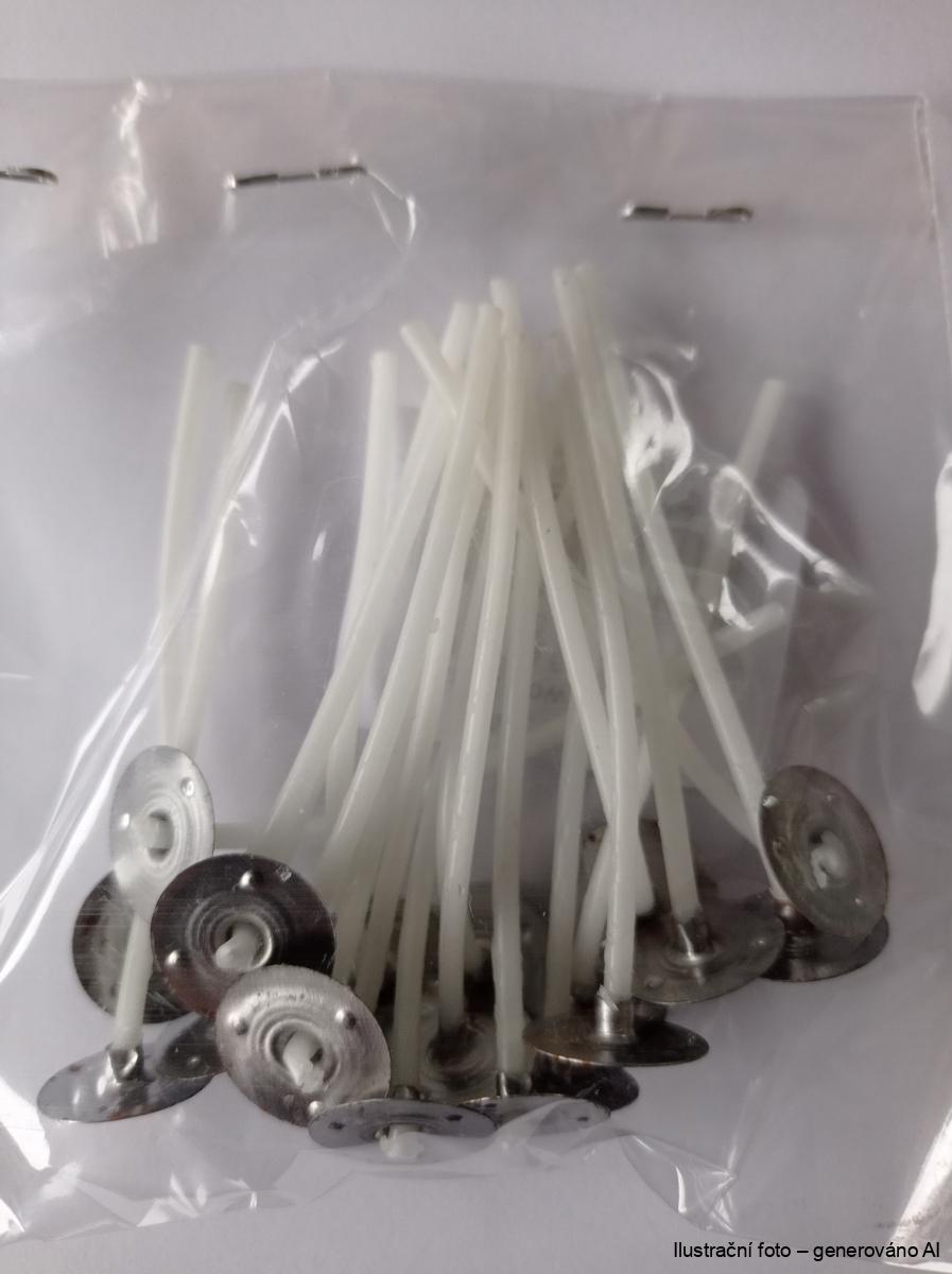Knoty do svíček s plíškem 6 cm - 20 ks