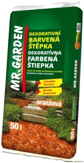 Dekorativní barevná mulčovací kůra - štěpka Mr.Garden oranžová 50L