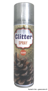 Dekorativní třpytivý sprej - stříbrná 125ml
